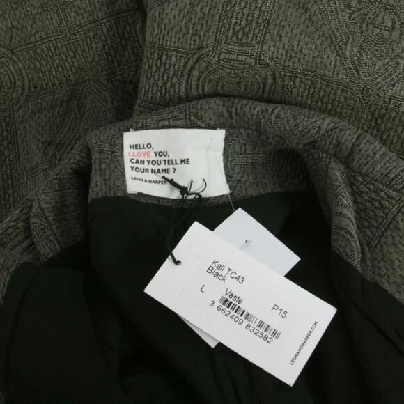 Leon & Harper Kali Veste Kimono Imprime Noir Jacket L NWT - Picture 5 of 5